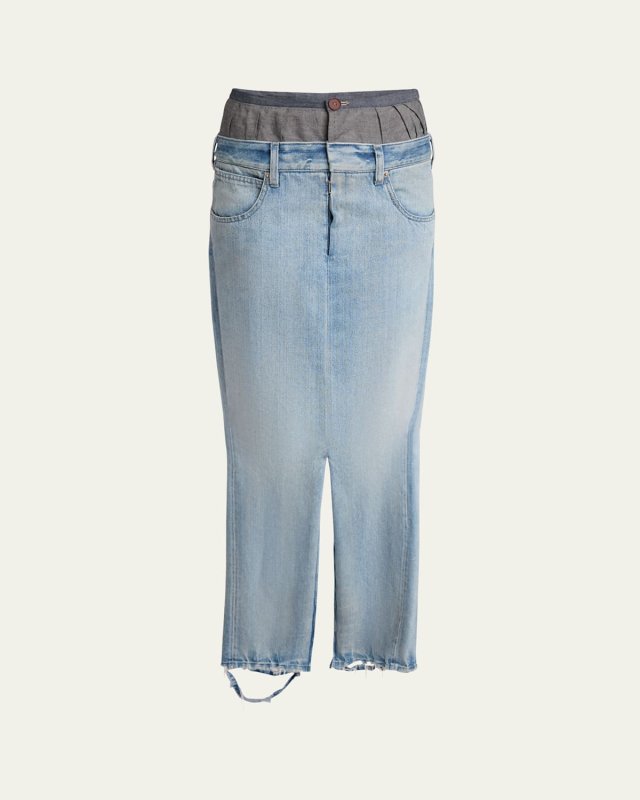 Long Hybrid Denim Skirt